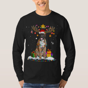 Funny Boxer Dog Christmas Reindeer Christmas Light T-Shirt