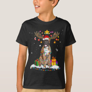 Funny Boxer Dog Christmas Reindeer Christmas Light T-Shirt