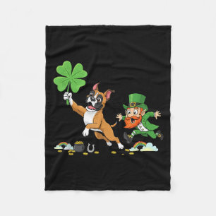 Funny Boxer Dog Clover St Patricks Day Womens Mens Fleece Blanket
