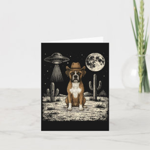 Funny Boxer Dog Cowboy Western UFO Card