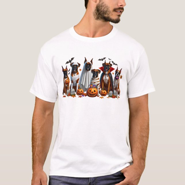Funny Boxer Dog Halloween Dog Lover T-Shirt (Front)
