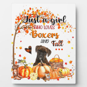 Funny Boxer Dog Pilgrim Hat Fall Happy Thanksgivin Plaque