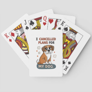 Funny Boxer Dog Quote Cartoon Illustration Playing Cards