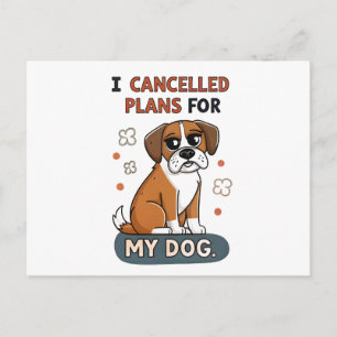 Funny Boxer Dog Quote Cartoon Illustration Postcard
