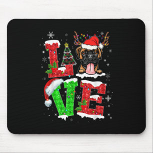 Funny Boxer Dog Tree Christmas Lights Xmas Pajama Mouse Mat
