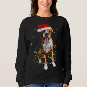 Funny Boxer Dog Tree Christmas Lights Xmas Pajama  Sweatshirt