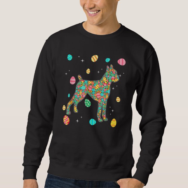 Funny Boxer Eggs Easter Day Dog Dad Dog Mum Sweatshirt (Front)
