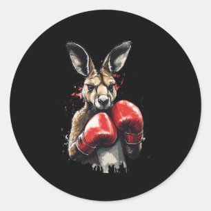 Funny Boxer Kangaroo With Boxing Gloves Fighting K Classic Round Sticker