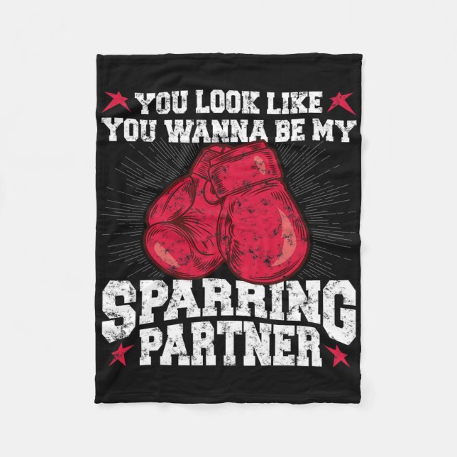 Funny Boxer Kickboxing Fighter Boxing Sparring Par Fleece Blanket (Front)