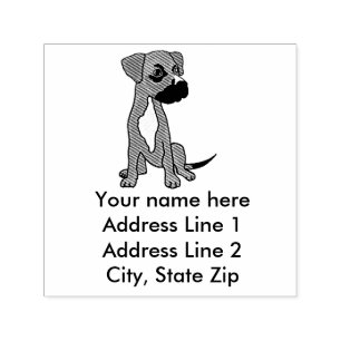 Funny Boxer Mix Puppy Self Inking Address Stamp