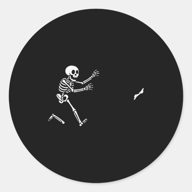 Funny Boxer Running Skeleton Halloween  Classic Round Sticker (Front)