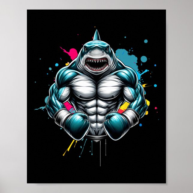 Funny Boxer Shark Boxing Great For Boxing Lover  Poster (Front)