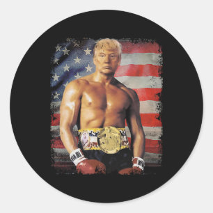 Funny Boxer Trump Trump Rocky Meme  Classic Round Sticker