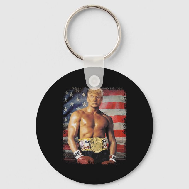 Funny Boxer Trump Trump Rocky Meme  Key Ring (Front)