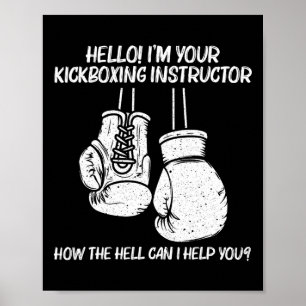 Funny Boxing Art For Men Women Kickboxing Coach Bo Poster