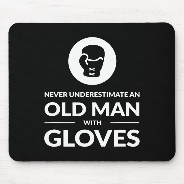Funny Boxing Boxer Old Man T Shirt Gift  Mouse Mat (Front)