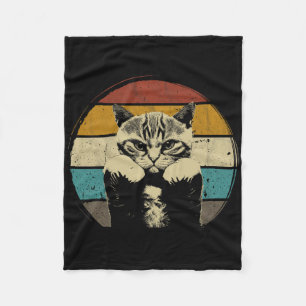 Funny Boxing Cat Vintage With Boxing Gloves Retro Fleece Blanket