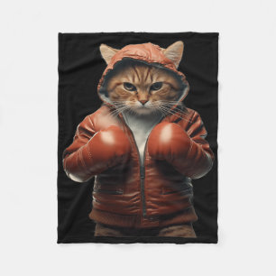 Funny Boxing Cat With Boxing Gloves For Men Women Fleece Blanket