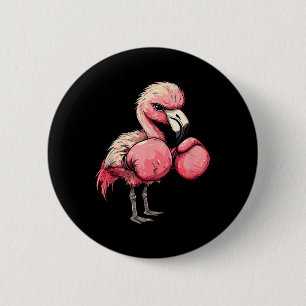 Funny Boxing Flamingo With Pink Gloves Kids Adults 6 Cm Round Badge