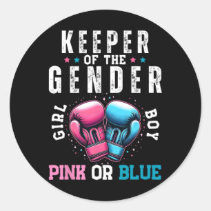 Funny Boxing Gender Reveal Keeper Of Gender Boxer Classic Round Sticker