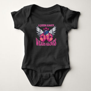 Funny Boxing Girl Angel Queen Sport Box Gloves Baby Bodysuit