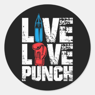 Funny Boxing Glove Tee Live Love Punch Classic Round Sticker