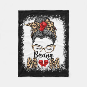 Funny Boxing Gloves Messy Bun Boxing Mum Fleece Blanket