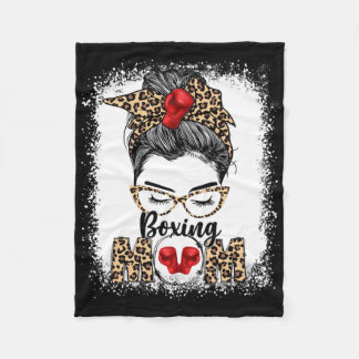 Funny Boxing Gloves Messy Bun Boxing Mum Fleece Blanket