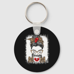 Funny Boxing Gloves Messy Bun Boxing Mum Key Ring