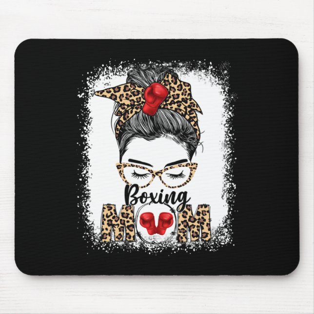 Funny Boxing Gloves Messy Bun Boxing Mum  Mouse Mat (Front)