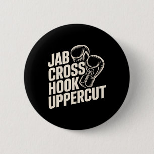 Funny Boxing Gym Jab Cross Hook Uppercut For Women 6 Cm Round Badge