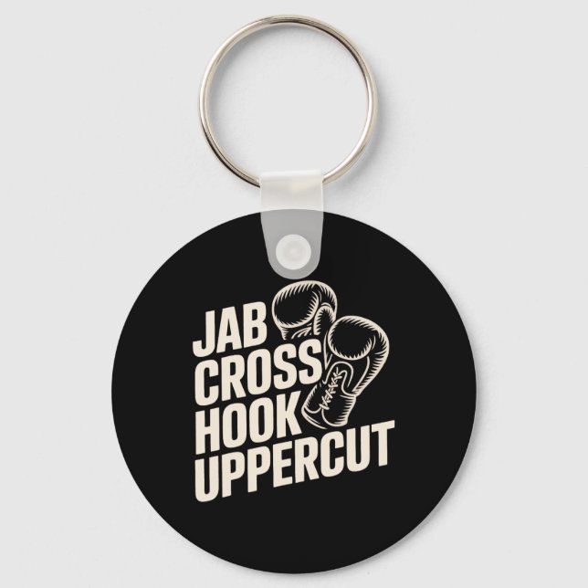 Funny Boxing Gym Jab Cross Hook Uppercut For Women Key Ring (Front)
