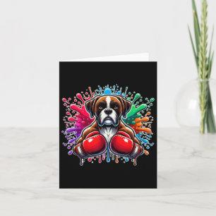 Funny Boxing Kickboxing Lover Boxer Dog Paint Spla Card