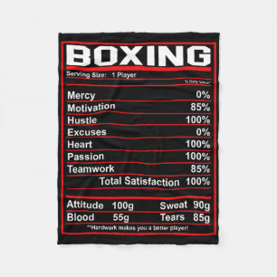 Funny Boxing Nutrition Facts Boxer  Fleece Blanket