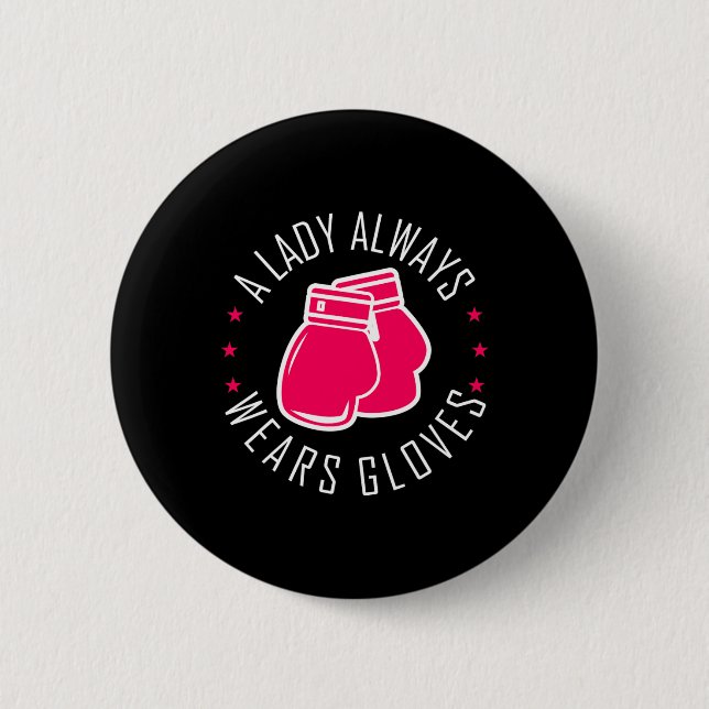 Funny Boxing Pink Gloves T Shirt Women Boxer  6 Cm Round Badge (Front)