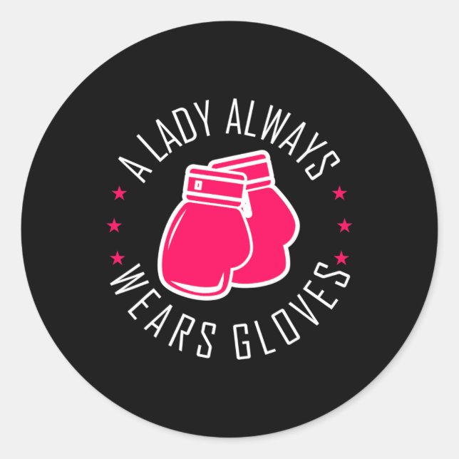 Funny Boxing Pink Gloves T Shirt Women Boxer  Classic Round Sticker (Front)