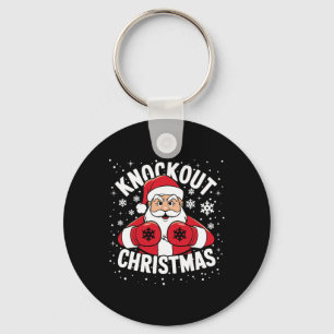 Funny Boxing Player Xmas Lights Santa Boxing Chris Key Ring
