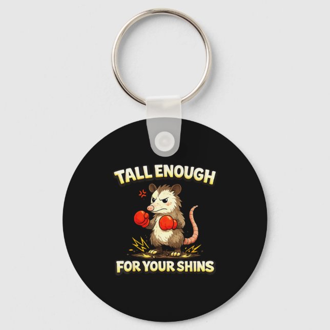 Funny boxing possum meme tall enough for shins key ring (Front)