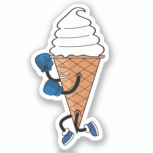 Funny Boxing Sports Ice Cream Cone Cartoon