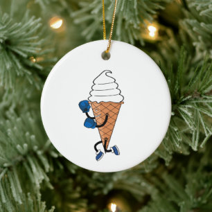 Funny Boxing Sports Ice Cream Cone Cartoon Ceramic Tree Decoration