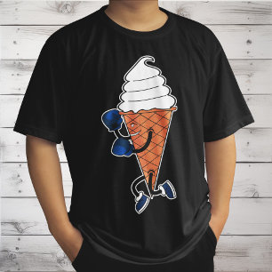 Funny Boxing Sports Ice Cream Cone Cartoon T-Shirt