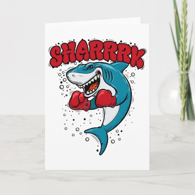 Funny Boxing Whale Shark With Red Gloves Daddy  Card (Front)