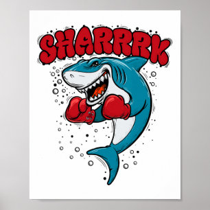 Funny Boxing Whale Shark With Red Gloves Daddy Poster