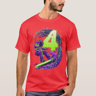 Funny Boy 4th Birthday Astronaut Outer Space Surfe T-Shirt