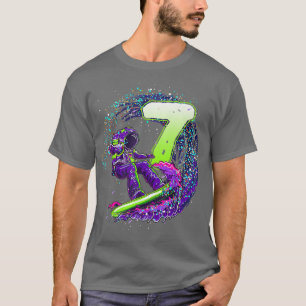 Funny Boy 7th Birthday Astronaut Outer Space Surfe T-Shirt
