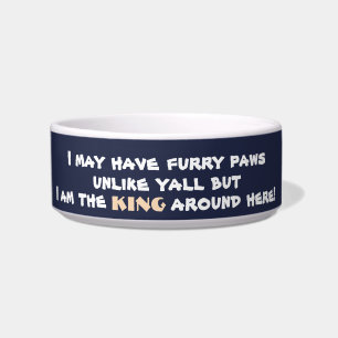 Funny Boy Dog King of House Blue Pet Bowl