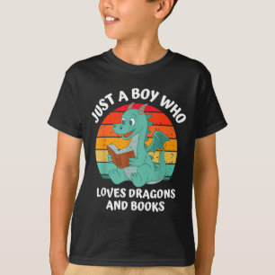 Funny Boy Loves Dragons Books Kids T-Shirt