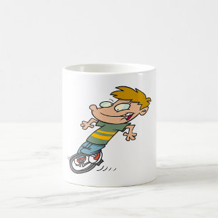 Funny Boy Riding Unicycle Coffee Mug