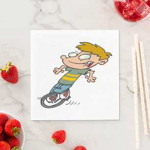 Funny Boy Riding Unicycle Napkin