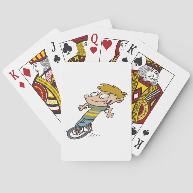 Funny Boy Riding Unicycle Playing Cards (Back)